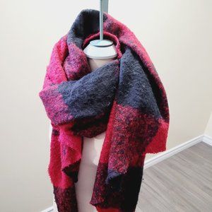 thick red flannel scarf big